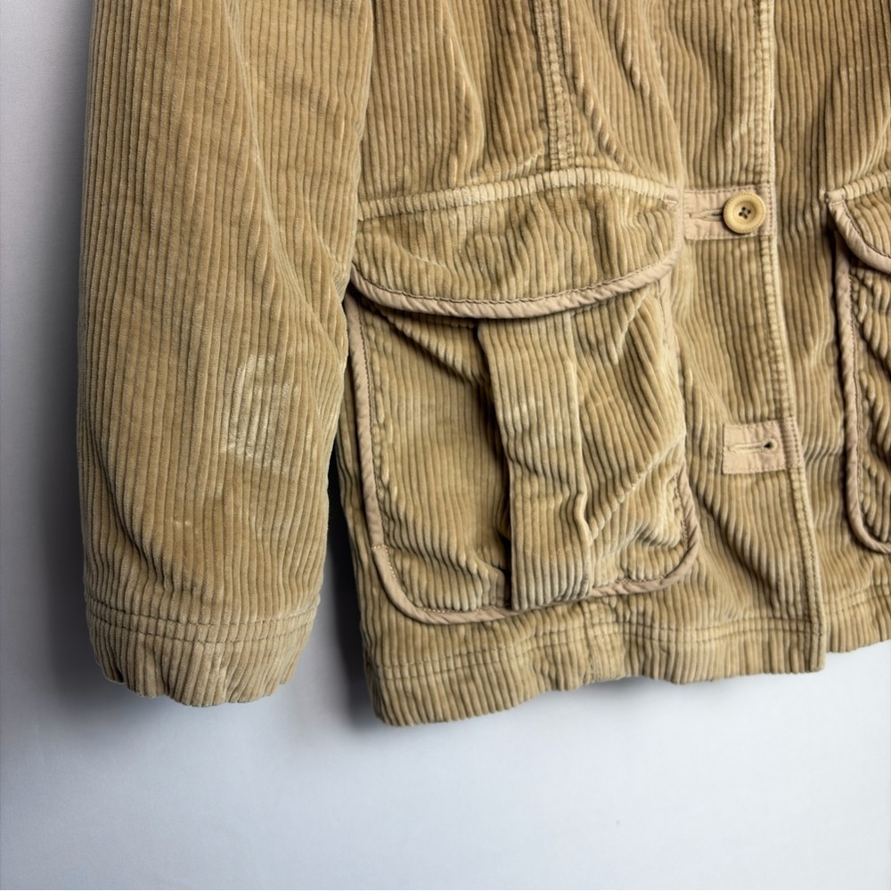 Vintage LL Bean Corduroy Barn Jacket Womens M Tan Beige Chore Coat Lined - Picture 15 of 15